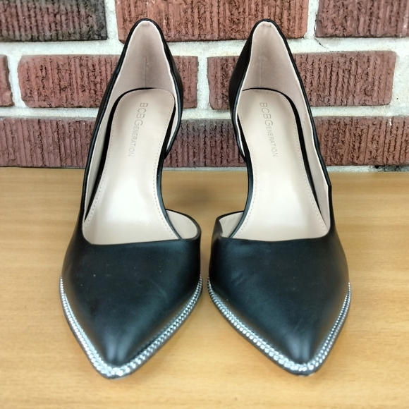 NWOT BCBGeneration Harnoy Vegan Leather D'Orsay Pointed Toe Pumps in Black - Picture 6 of 13